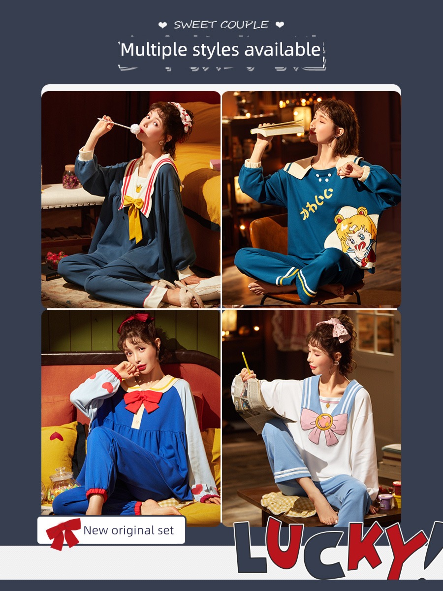 Internet celebrity ma'am pure cotton spring and autumn Big size lovely pajamas