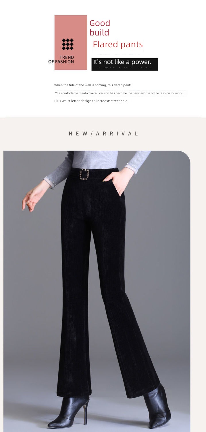 High waist Self-cultivation Show thin Sagging sensation Velvet leisure time Flared trousers