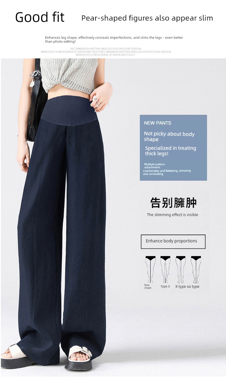 Jq Jingqi Maternity Pants for Spring and Summer, New Style Linen Thin Wide-Leg Pants That Don'T Tighten Around the Belly during Pregnancy — 14
