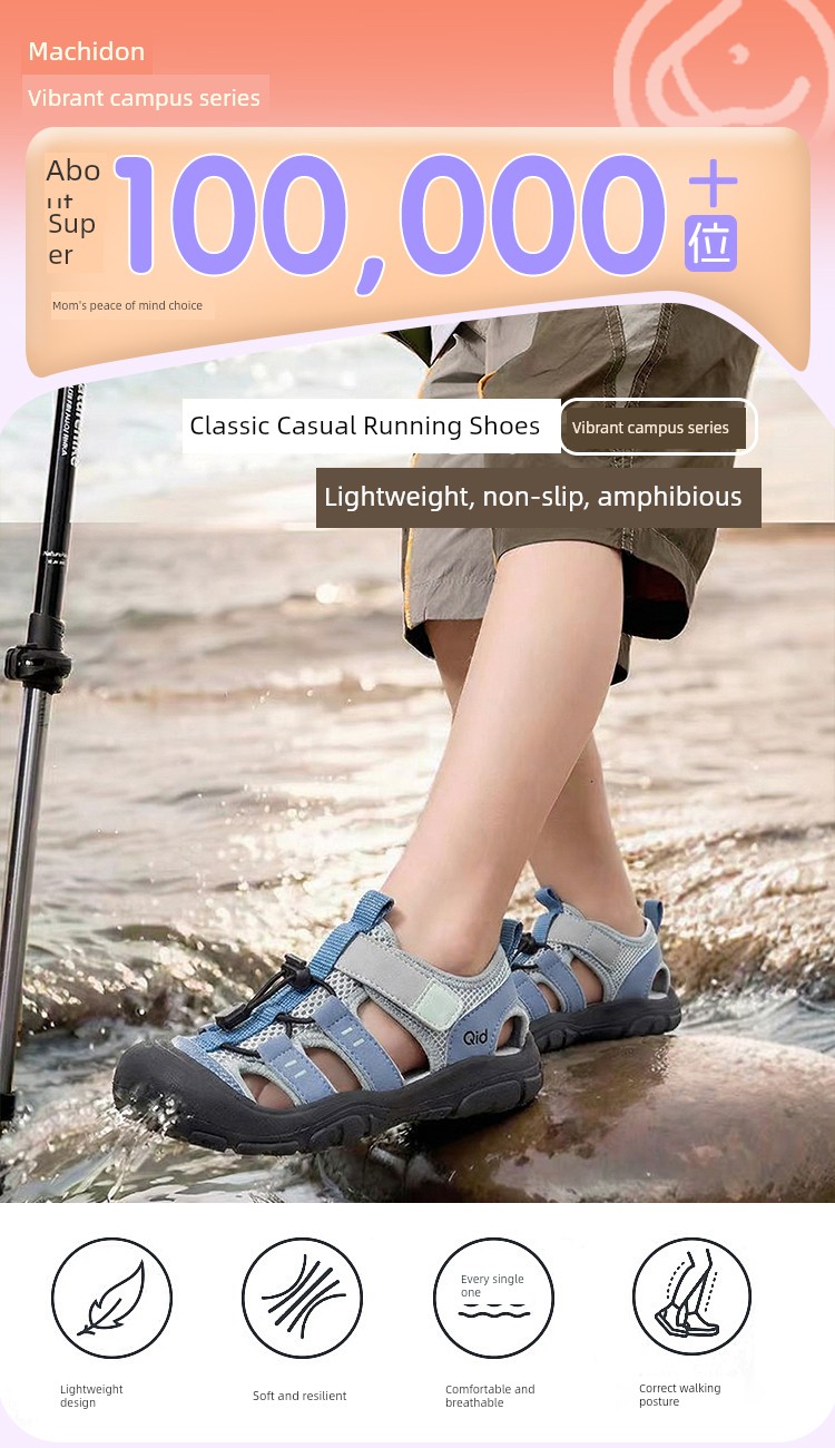 Mqd Boys' Lightweight Sports Sandals 2026 Summer Style Hollow Breathable Non-Slip Outdoor Closed-Toe Beach Shoes — 1