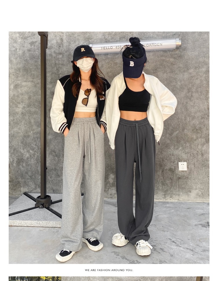 spring and autumn High waist Big size little chap grey Sports pants