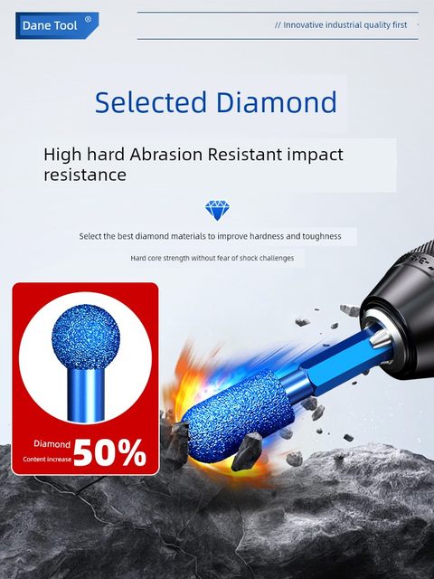 Daine Diamond Grinding Head Ductile Iron Stone Grinding Head Cement Carbide Rotary File Artifact Electric Drill Hexagonal Handle