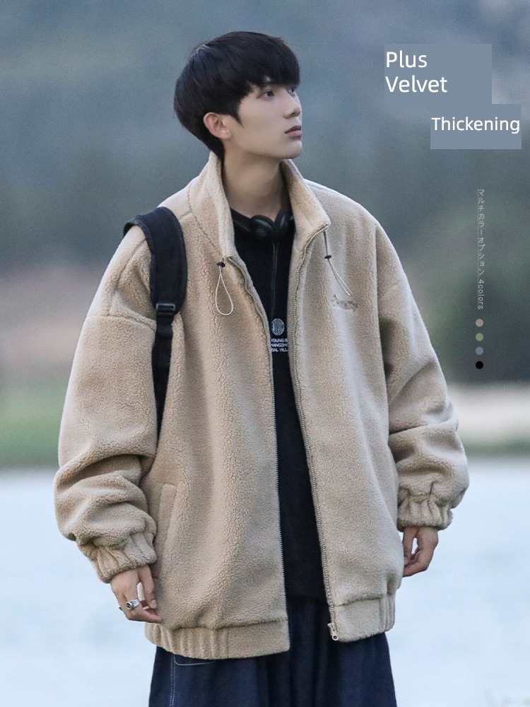 boy Lamb cashmere Autumn and winter Jacket jacket loose coat