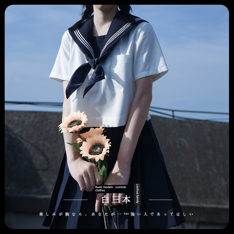 jk Guan Xijin seaman Basics summer clothing Short sleeve cherry blossoms