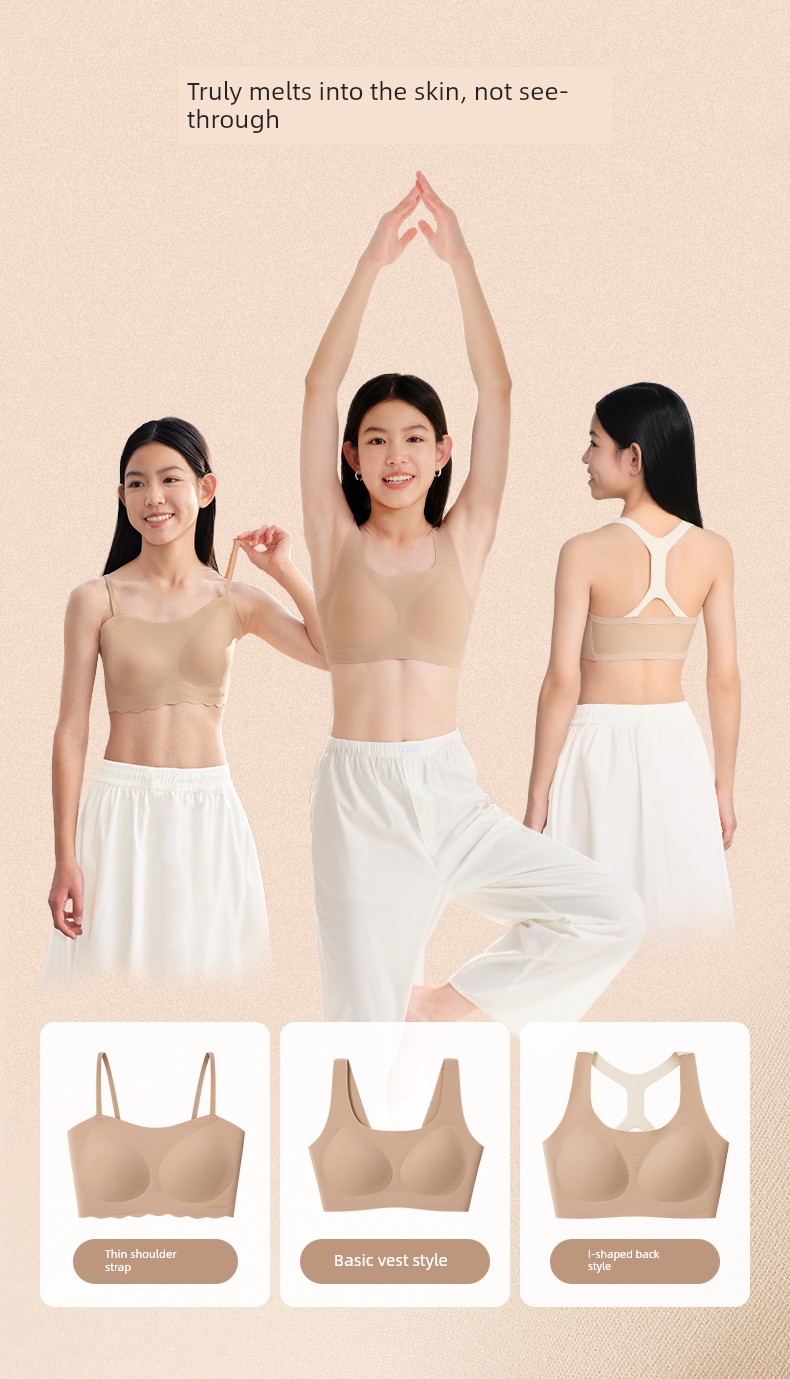 Likeuu Girl's Liquid Foundation Invisible Underwear for Junior and Senior High School Students in Three Stages of Puberty Development Bra Vest — 12