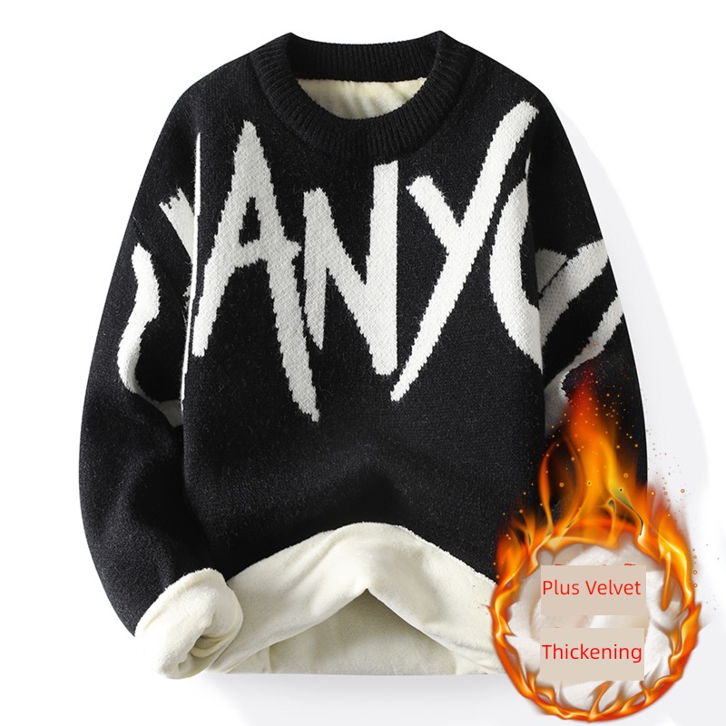 Plush Korean version trend Round neck easy keep warm sweater