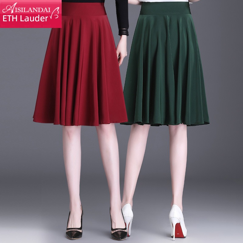 summer Medium length Sagging sensation temperament Pleat Pengpeng skirt