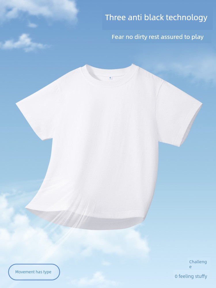 Zhenvis J. Kids Kids White Short Sleeve Summer Pure Cotton Three-Proof Half Sleeve Pure Color New Arrival Boys Girl T-Shirt — 2