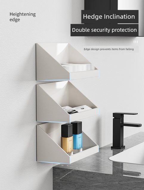Mirror cabinet storage box bathroom washbasin cosmetics lipstick storage rack bathroom wall-mounted oblique finishing box