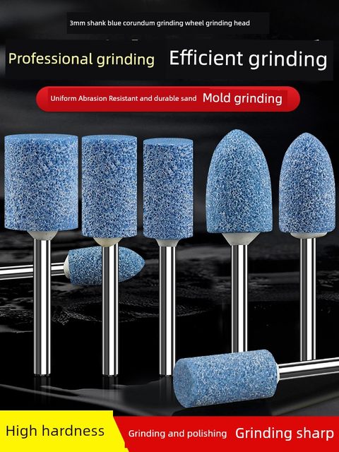 Small grinding wheel grinding head blue corundum flint 3mm metal rust removal polishing electric drill grinder electric grinding head column