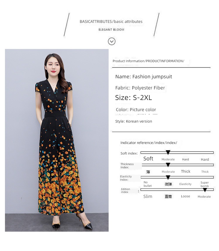unique Advanced sense Chiffon Broken flower summer wear Jumpsuit