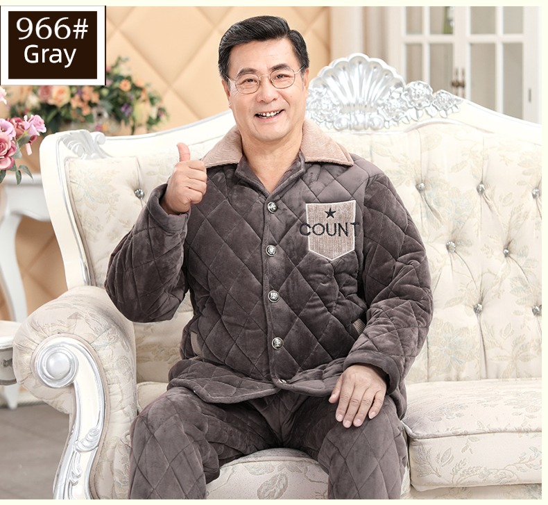 winter thickening Plush Cotton clip Middle aged and old people pajamas