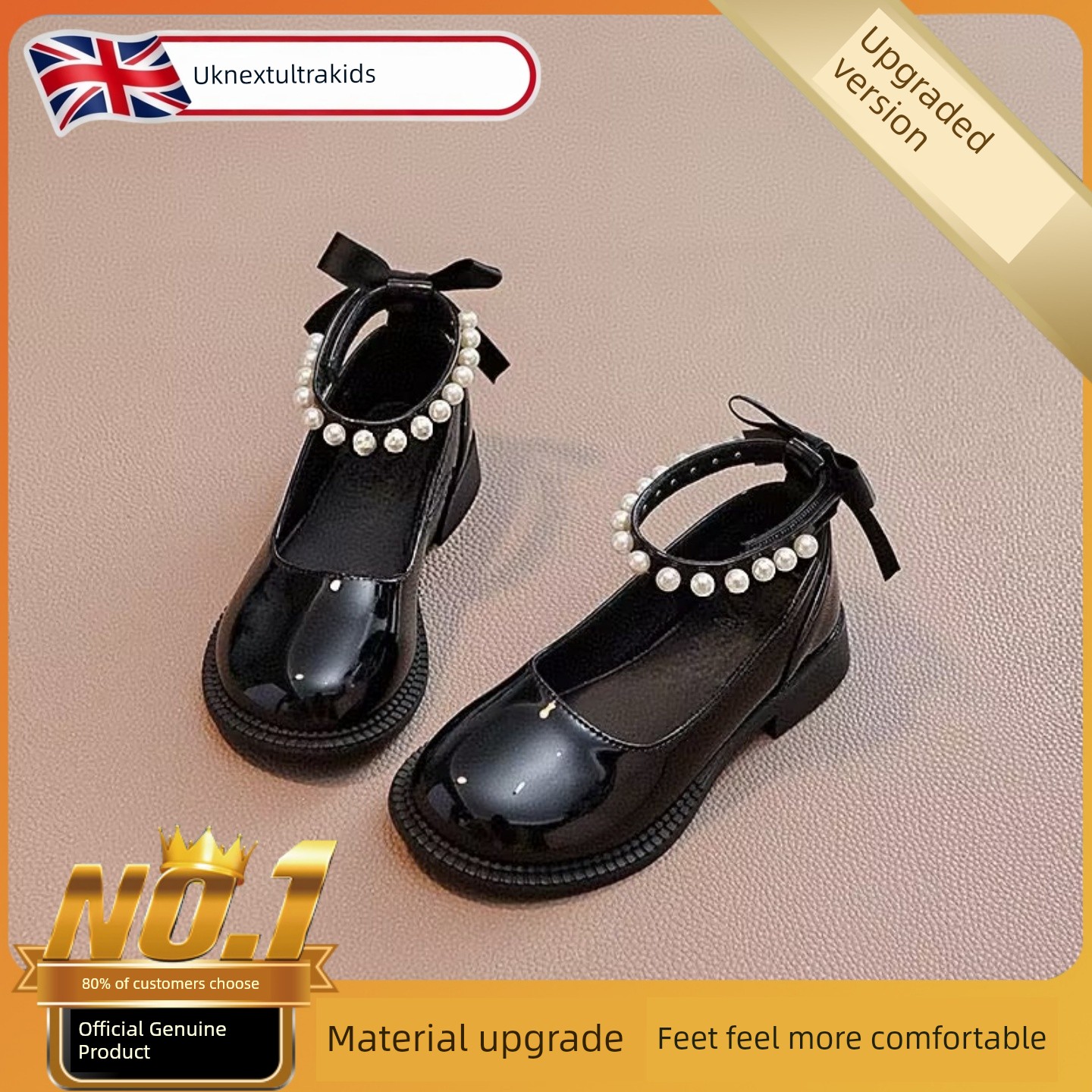 British Nu Children's High-Heeled Shoes for Girls, Princess Style, Suitable for Dresses, High-End Soft-Soled Beautiful Chunky Heel Performance Shoes for — 1