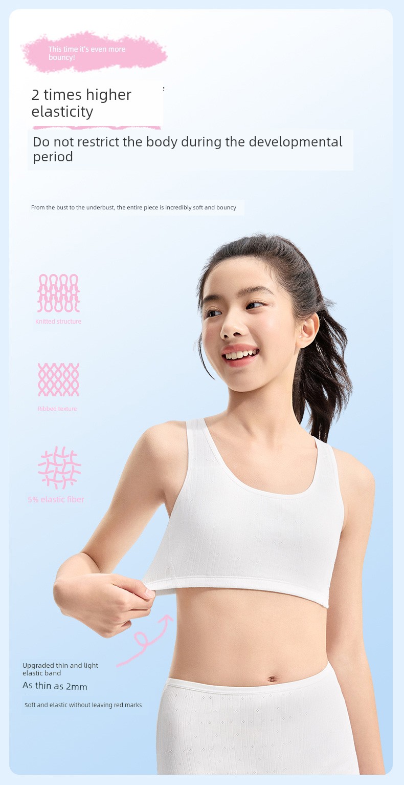 All-Cotton Era Children's Developmental Period Underwear, Girls' Bras, Girls' Vests for Primary School Students in Stage One, Two, and Three — 8