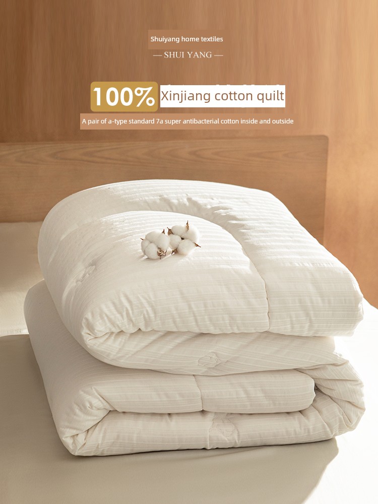 2025 New Model A-Grade All-Cotton Antibacterial Cotton Quilt for All Seasons, Made with Xinjiang Cotton, Spring and Autumn Quilt Core, Warm for Dormitory Single Bed