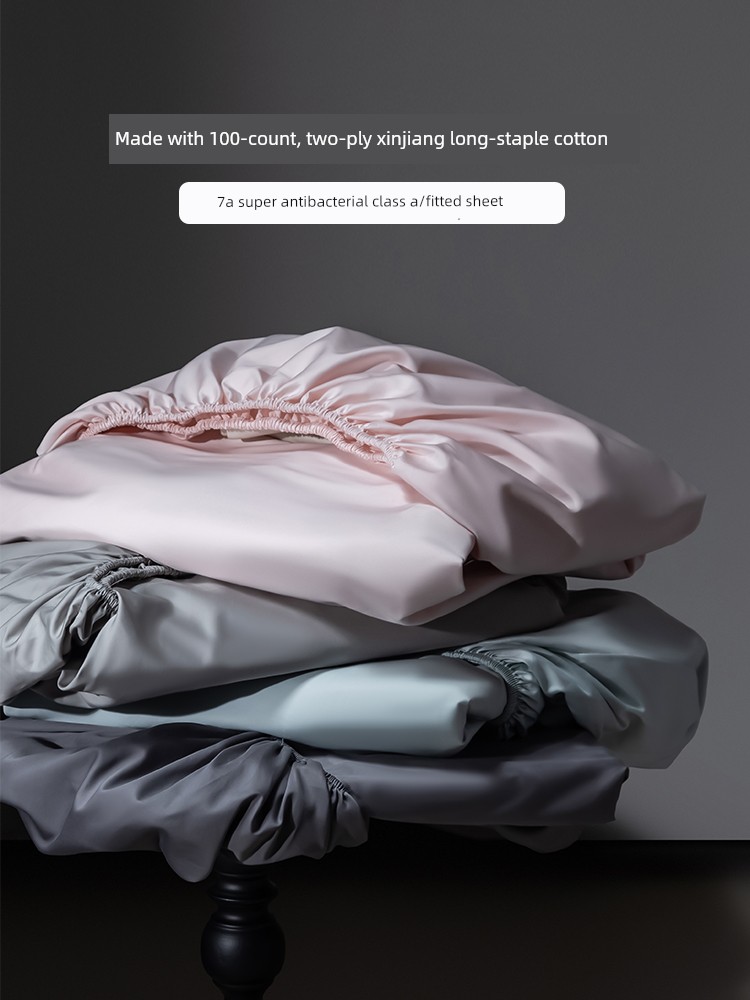 Classy 100 Long-Staple Cotton Antibacterial Fitted Sheet One-Piece All Cotton Mattress Protective Sleeve Pure Cotton Dormitory Bed Sheet Three-Piece Set