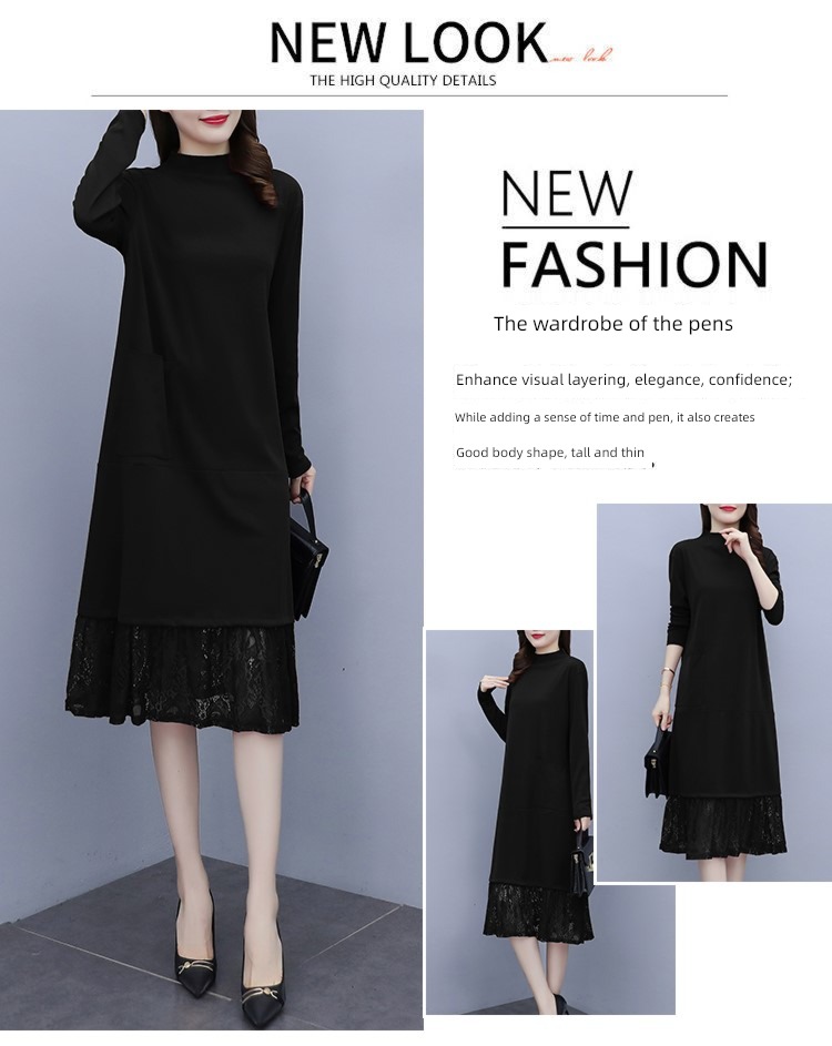 Medium length Half high collar fashion Inner lap knitting sweater
