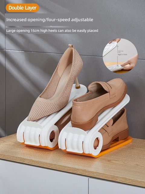 Adjustable storage shoe rack Double-layer shoe support room shoe cabinet artifact cabinet layered sorting slippers shoe storage rack