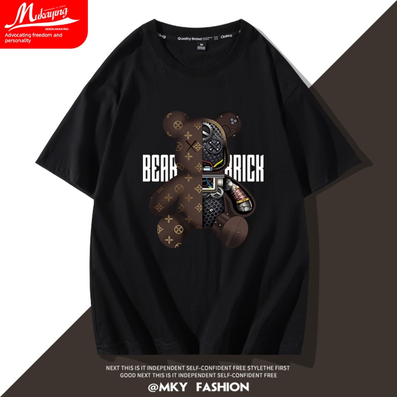 Hip hop Bear man Short sleeve Europe and America Chaopai T-shirt