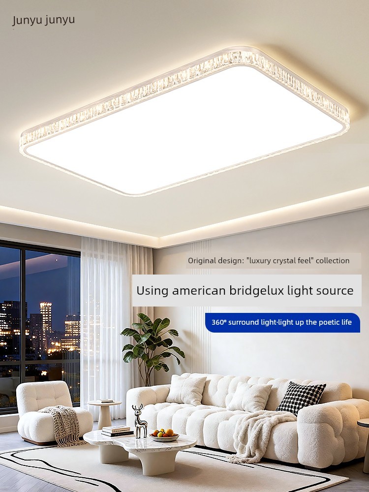 Light Luxury and High-End Crystal Ceiling Lamp, Living Room Main Light, Modern and Simple, Elegant, Bedroom, Dining Room, Study, Eye-Protecting Lighting Fixtures