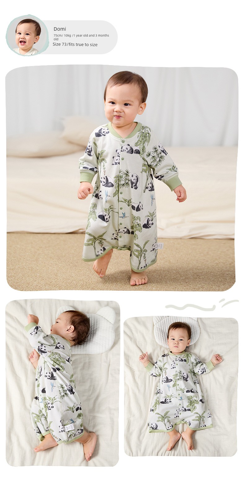 Baby Pajamas, Baby Nightgown, Autumn One-Piece Clothing, Pure Cotton, Thin Long-Sleeved Autumn and Winter Sleeping Bag for Young Children, Boys — 22