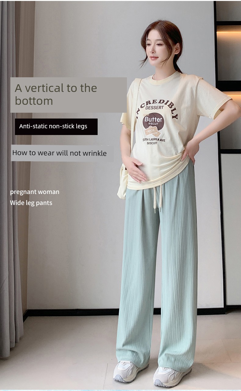 Pregnant Women's Pants Loose Pants Summer Thin Outwear Ice Silk Casual Pants Straight-Leg Pants Loose Anti-Mosquito Leggings Summer Wear — 3