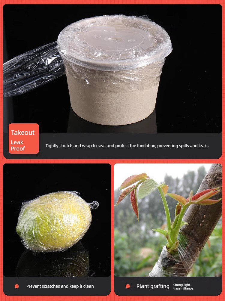 Wrapping Pe Small Roll 5cm Wide for Sealing Takeout Boxes, Leak-Proof Industrial Stretch Cling Film Packaging Grafting Film