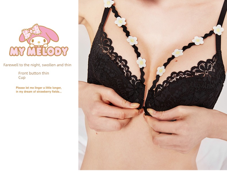 Merlot jointly Front buckle summer sexy Bra Set