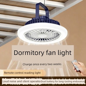 Dormitory Small Fan for Students' Lower Bunk, Silent, Long-Lasting, Hanging Ceiling Fan, USB Rechargeable and Plug-In Du