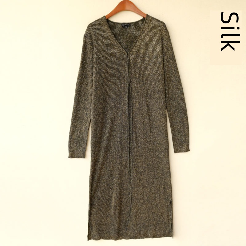 V-neck Bright silk blending Buckle knitting Cardigan Spring