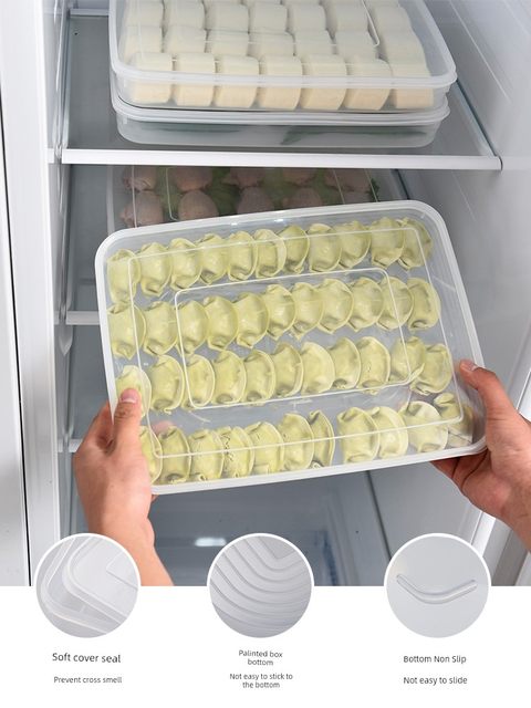 Dumpling box frozen dumplings multi-layer egg storage box refrigerator fresh food quick freezer dumpling wonton tray for household use