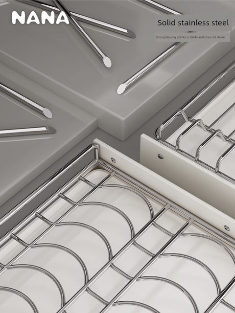 Dish storage rack stainless steel kitchen storage rack pull-out and place bowl rack cabinet pull-out basket drawer type bowl drain rack