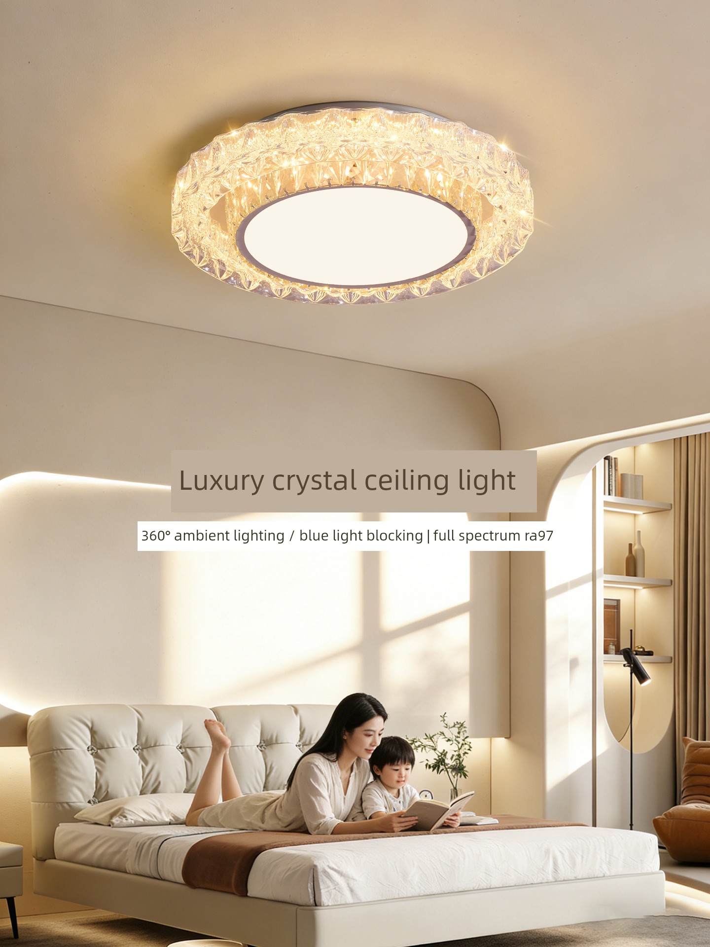Huayi Lighting Bedroom Light Italian Style Light Luxury 2026 New Model Modern Simple Ice Crystal Round Ceiling Light for Master Bedroom