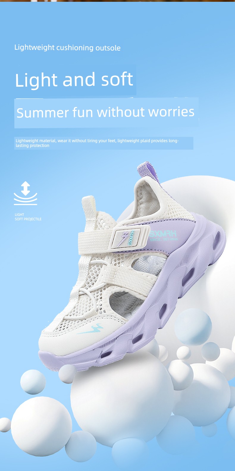 Double Star Children's Sandals for Girls, Summer 2026 New Model, Water-Resistant, Lightweight, Soft-Soled, Breathable, Closed-Toe Sports Shoes — 11