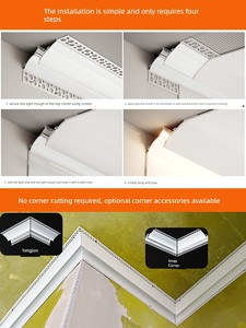 Surface-Mounted Ceiling-Free Wall Washer Light, Suspended Light Trough, Backlit Trough Light Strip, No-Groove Gypsum Lin