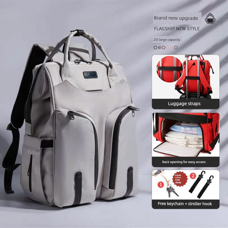 Fashionable Mommy Bag, Dual-Shoulder Backpack for Mother and Baby, with Separate Wet and Dry Compartments, Large Capacity, Lightweight and Multifunctional — 6