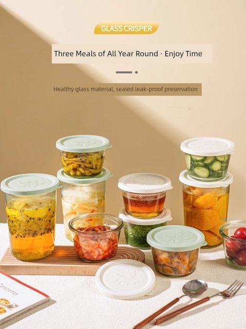 Canned sealed jars Food grade moisture-proof pickled vegetables, kimchi snacks dry goods kitchen storage glass jar with lid fresh-keeping bowl