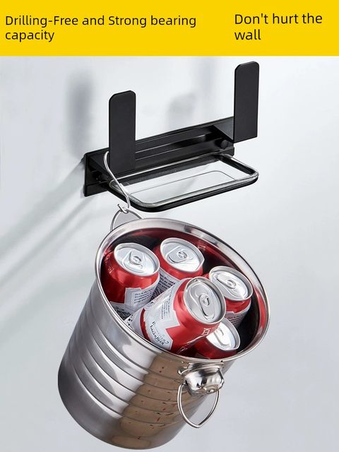 Kitchen pot lid rack wall-mounted punch-free space aluminum belt water connection multi-function household wall storage rack