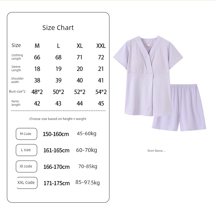 Postpartum Clothing, Summer Pure Cotton Thin Style, Sweat-Absorbent, Postpartum, with Breast Pads, Maternity Pajamas, Short-Sleeved, Breastfeeding — 3