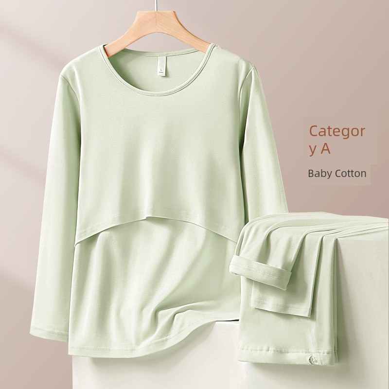Maternity Autumn Clothes Set, Pure Cotton Sweater, Autumn and Winter Thermal Underwear, Nursing Pajamas, Postpartum Clothing, Loungewear — 6