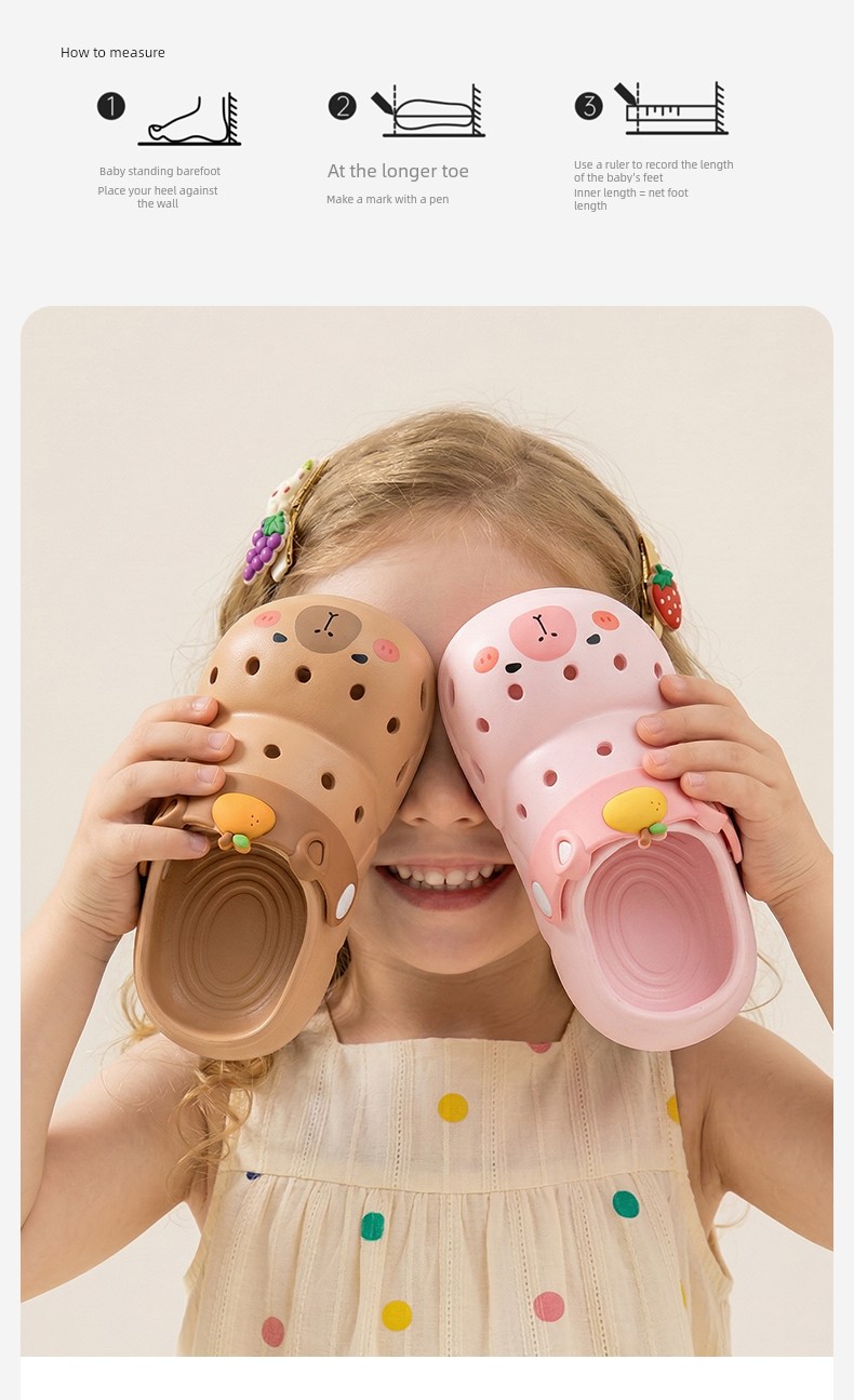 Pig Daddy Baby Slippers for Girls, Summer Non-Slip Bathroom Shoes for Infants and Toddlers, Children's Clogs for Boys, Beach Shoes — 11
