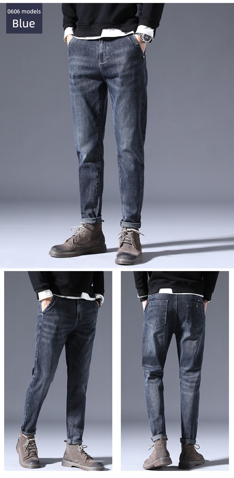 Romon Straight cylinder Self-cultivation autumn Korean version trend Jeans