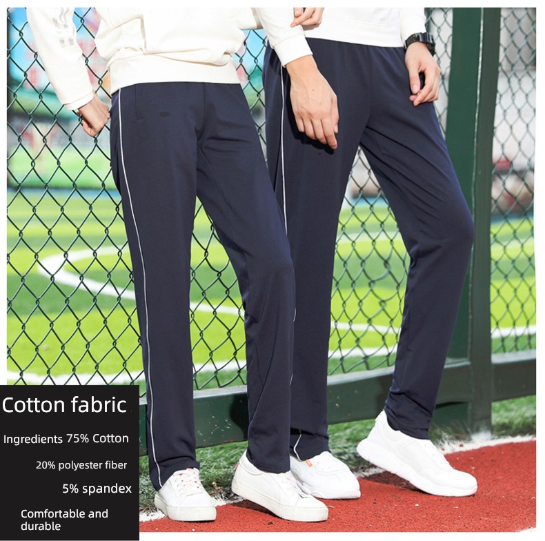 dark blue parallel bars Plush keep warm junior high school school uniform trousers