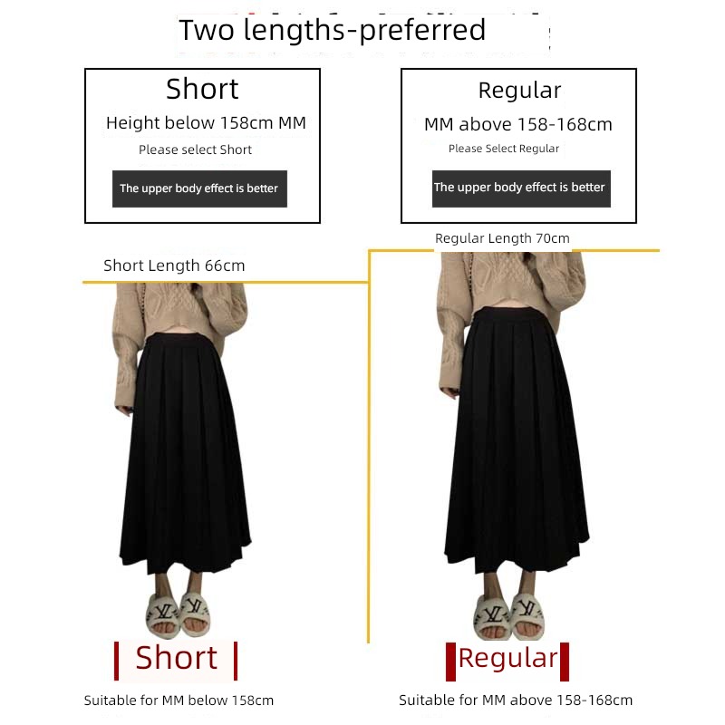 Coffee High waist Medium and long term Autumn and winter Show thin Pleated skirt