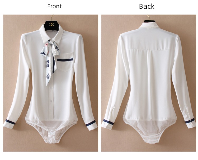 temperament Long sleeve Chiffon shirt White black jacket