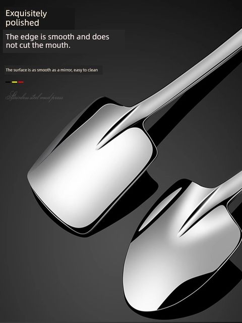 Extra thick stainless steel spoon for household long handle eating adult soup stirring main meal spoon children's soup spoon thick and smooth