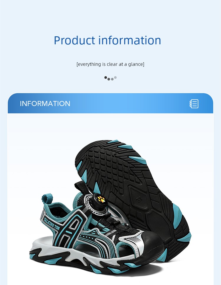 Tom Sports Sandals 2026 New Summer Children's Sandals Non-Slip Beach Shoes Boys Closed-Toe Lightweight for Older Children — 8