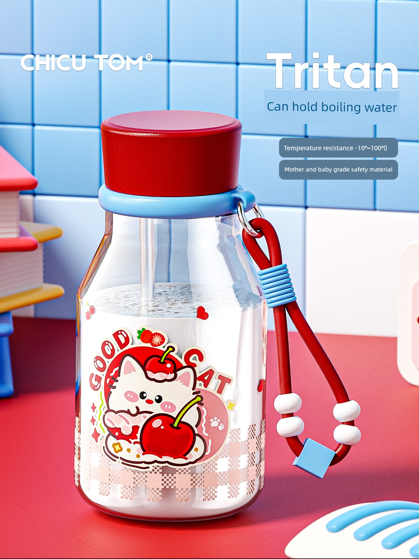 Qigutang Portable Water Cup Summer Straw Cup for Girls High-Looking Tritan Plastic Cup Large Capacity Water Bottle