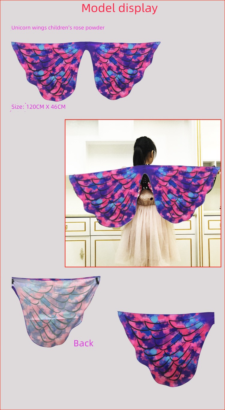 butterfly unicorn Rainbow color Foldable prop wing