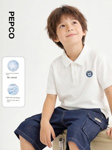 Piggy Banner Boys' Short-Sleeved T-Shirt 2026 New Style Kidsren's Polo Shirt Boys Loose White Lapel Top Pc
